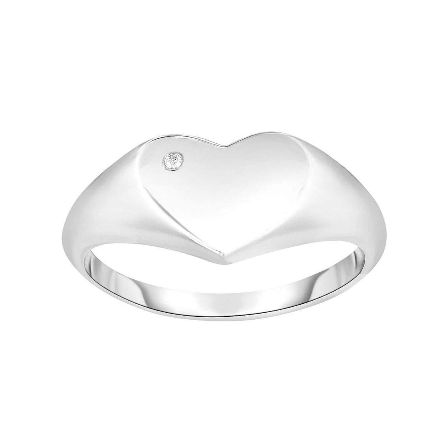Real Diamond Sterling Silver Modern Heart Ring