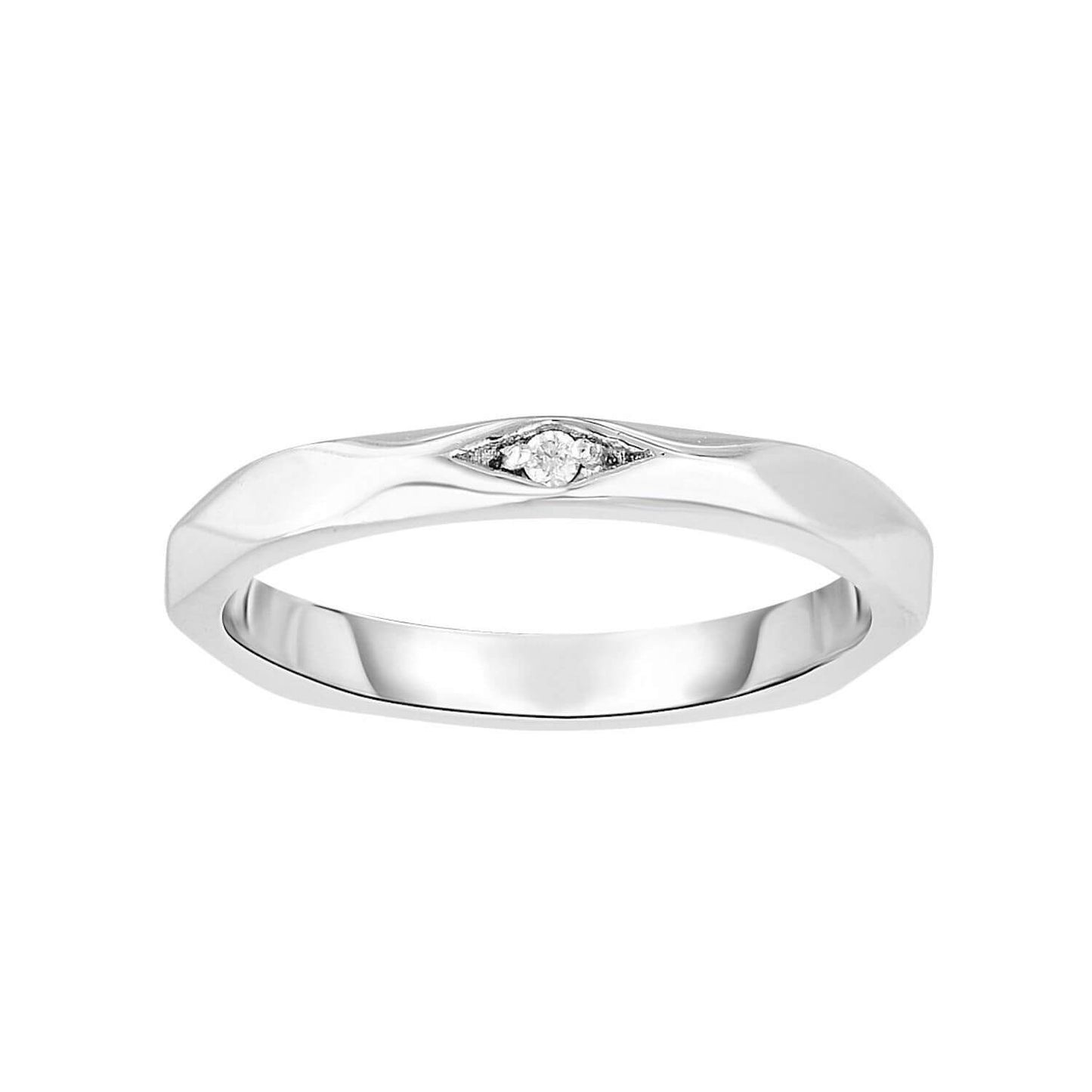 Real Diamond Sterling Silver Wave Band Ring