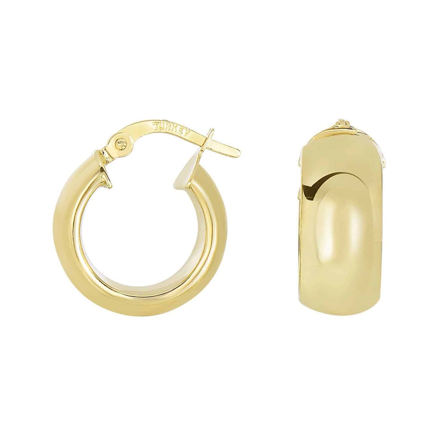14K Gold Chunky Puffed Hoop Earrings