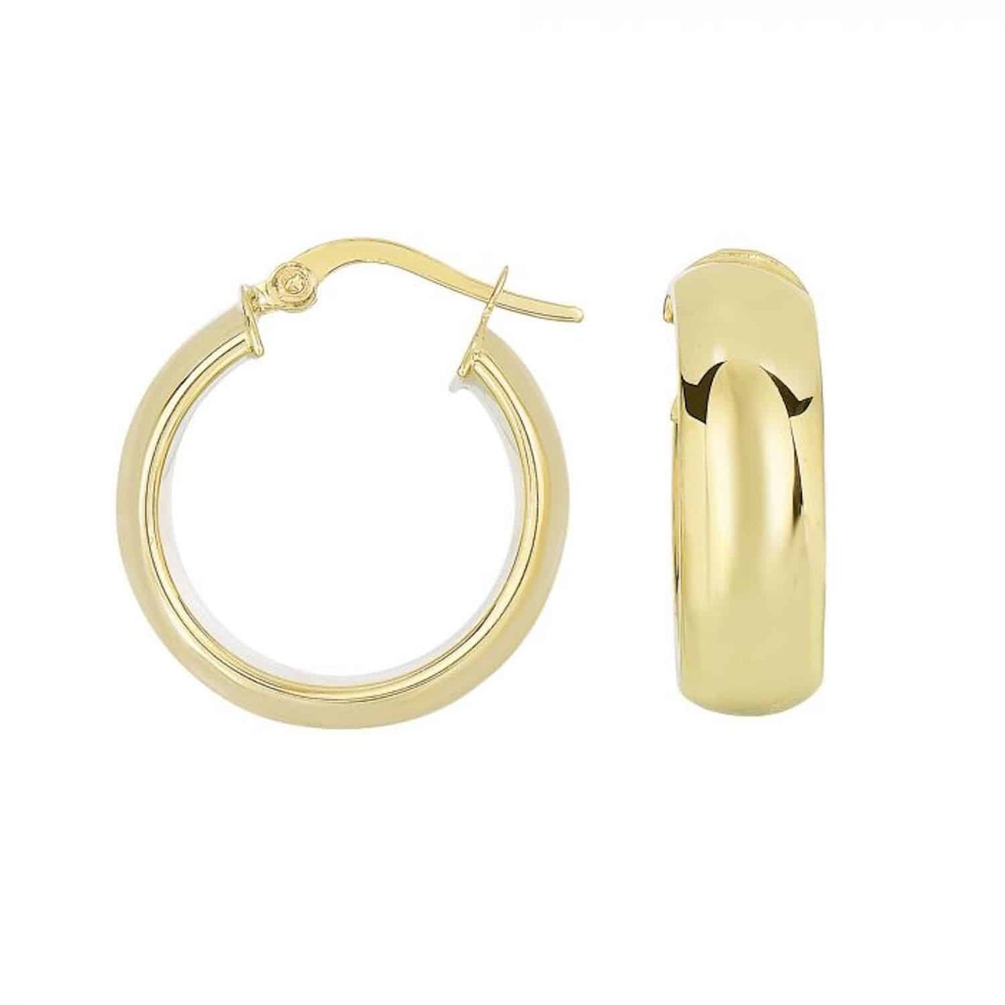 14K Gold Puffed Tube Hoop Earrings 22mm