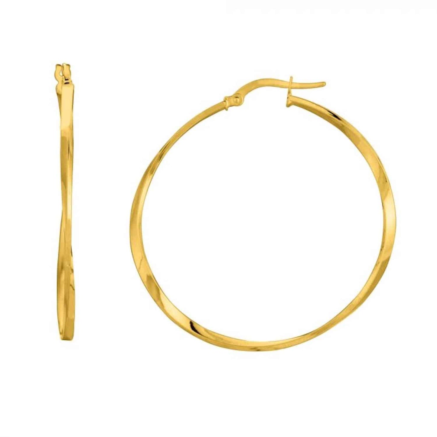 14K Gold Twisted Hoop Earrings 35mm