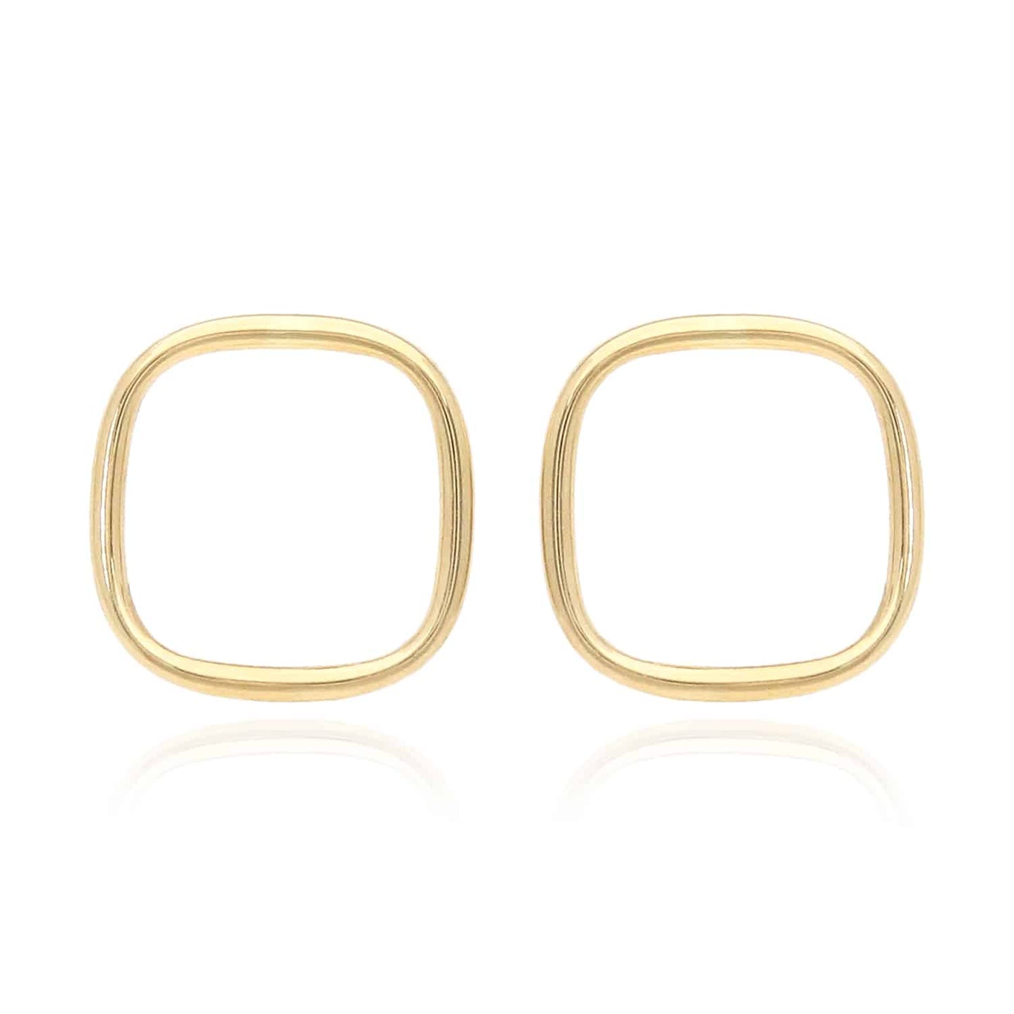 10K Yellow Gold Open Square Modern Stud Earrings