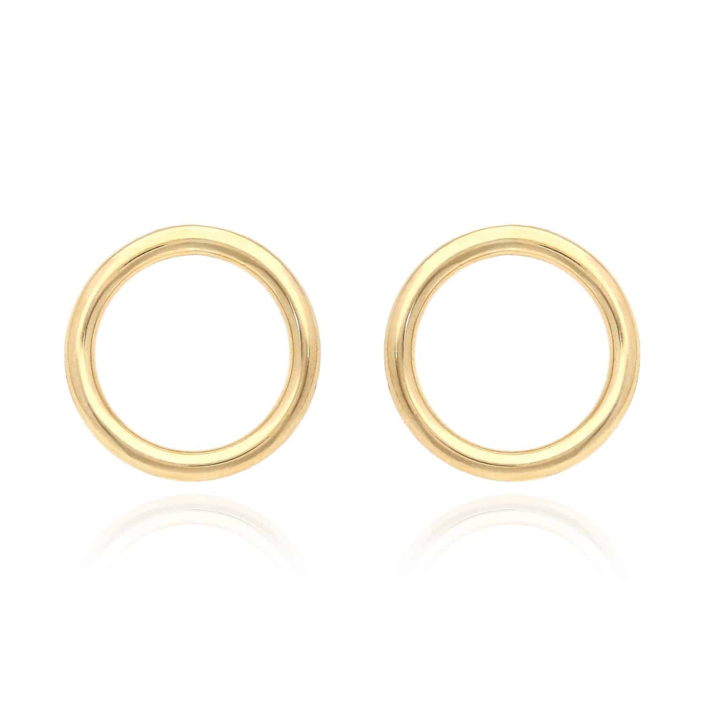 10K Yellow Gold Open Circle Modern Stud Earrings 20mm