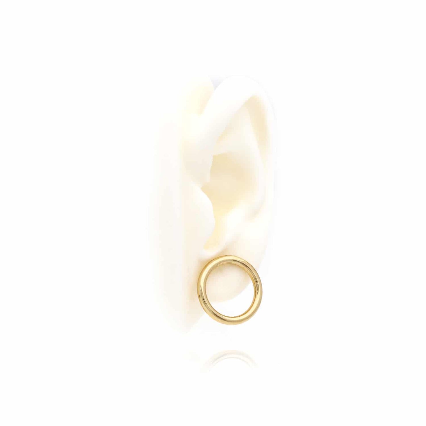 10K Yellow Gold Open Circle Modern Stud Earrings 20mm
