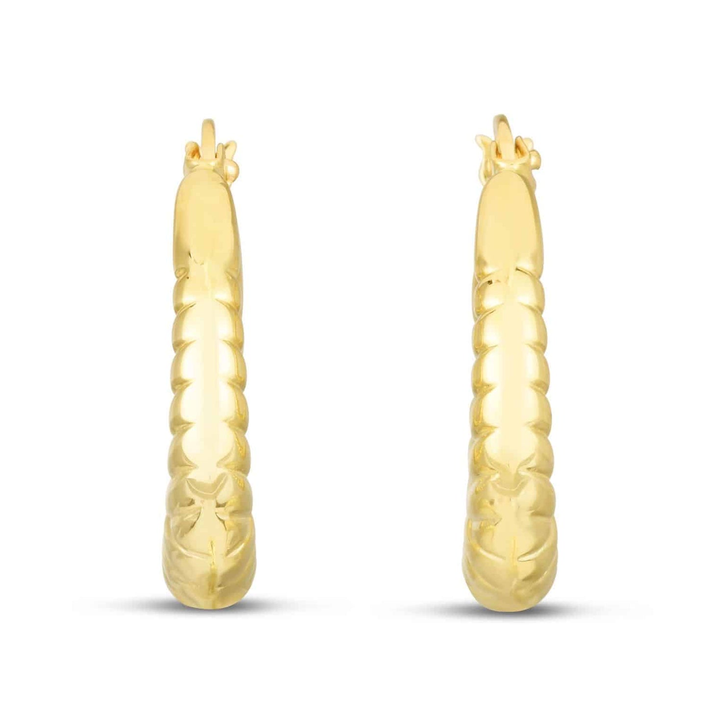 14K Gold Thin Twist Hoops Earrings 22mm