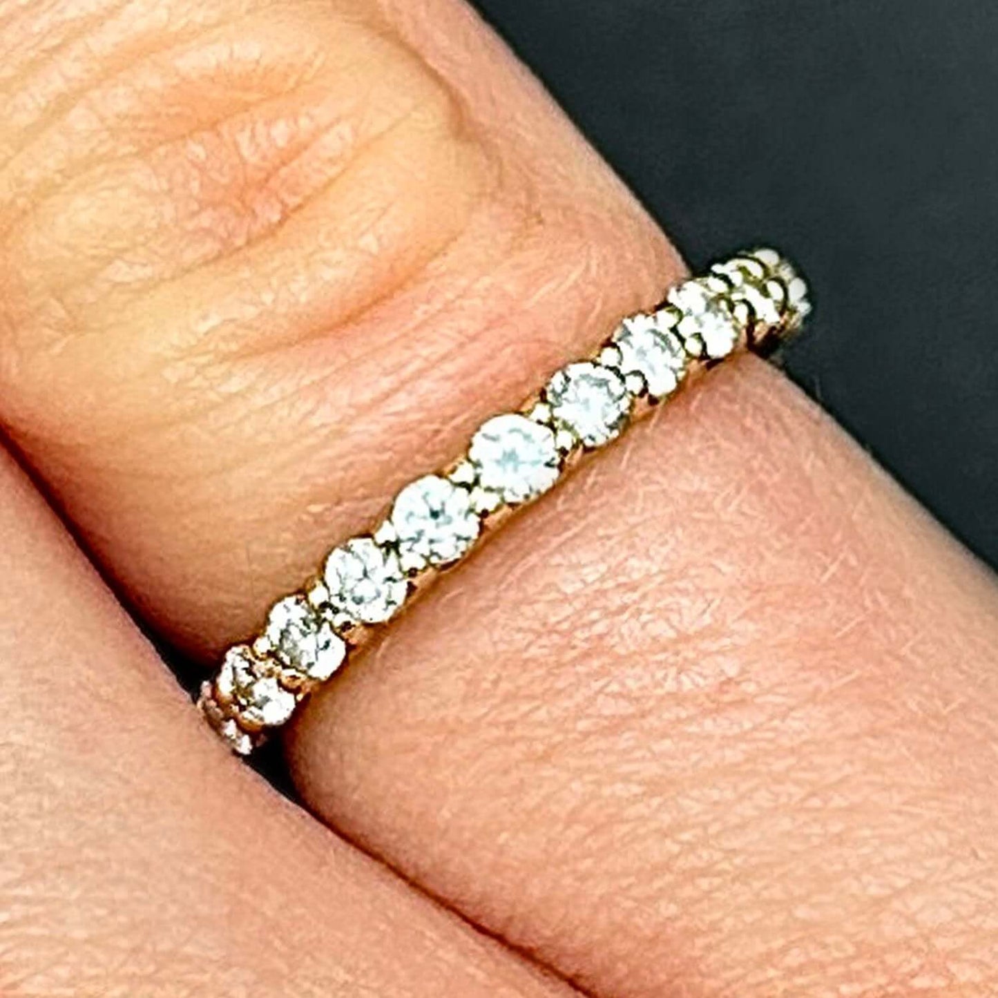 0.75CTW Natural Diamond 14K Yellow Gold 3/4 Eternity Ring Band