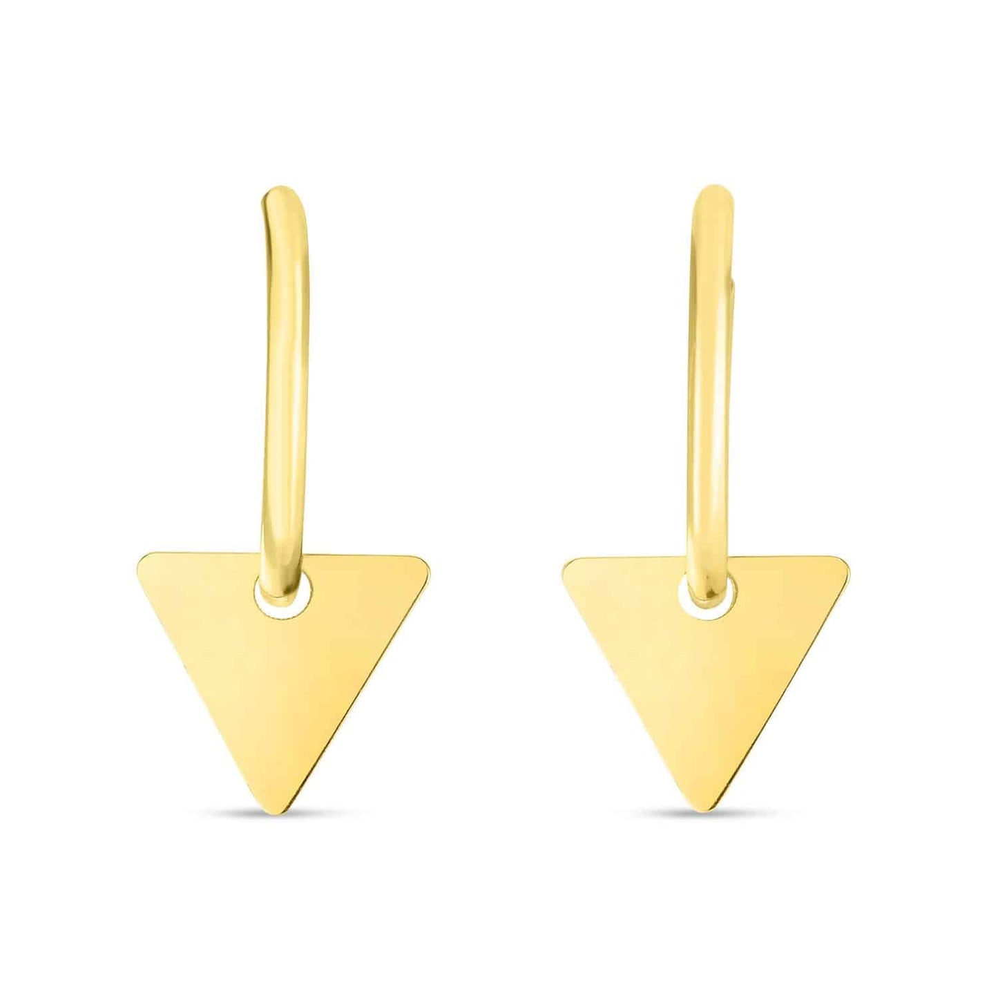 14K Gold Drop Modern Triangle Endless Hoop Earrings
