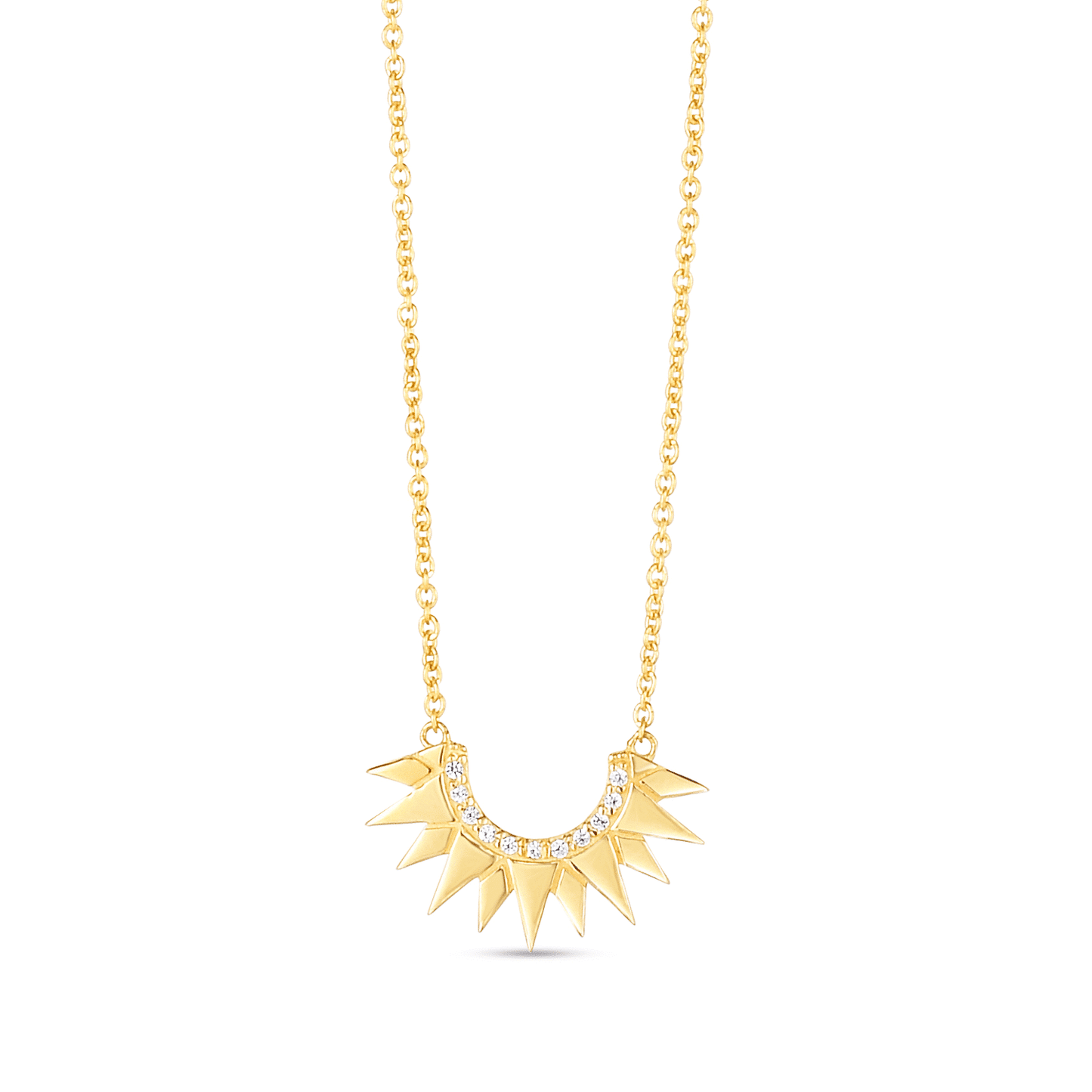 .55CTW Real Diamond 14K Gold Yellow White Rose Sunburst Necklace 16"-18" Adj.