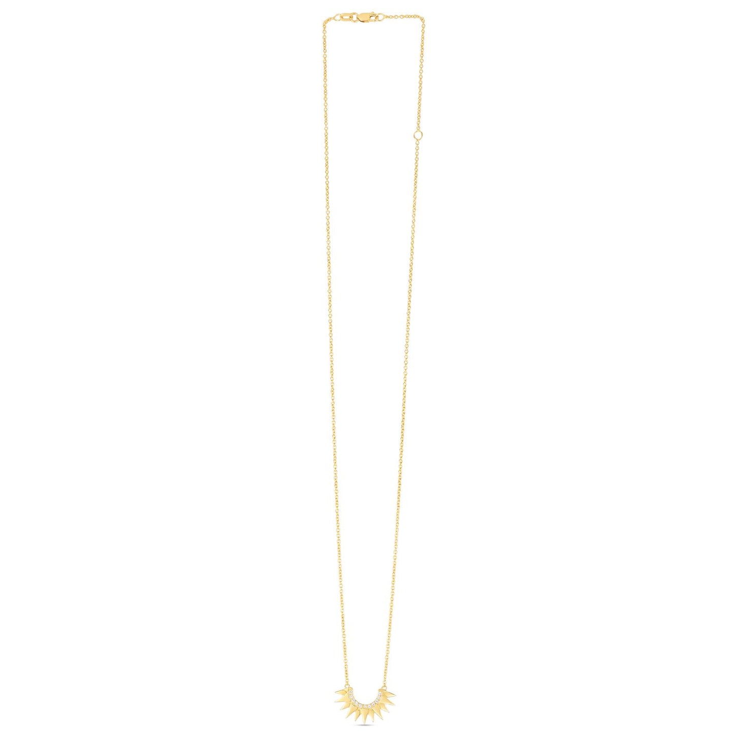.55CTW Real Diamond 14K Gold Yellow White Rose Sunburst Necklace 16"-18" Adj.