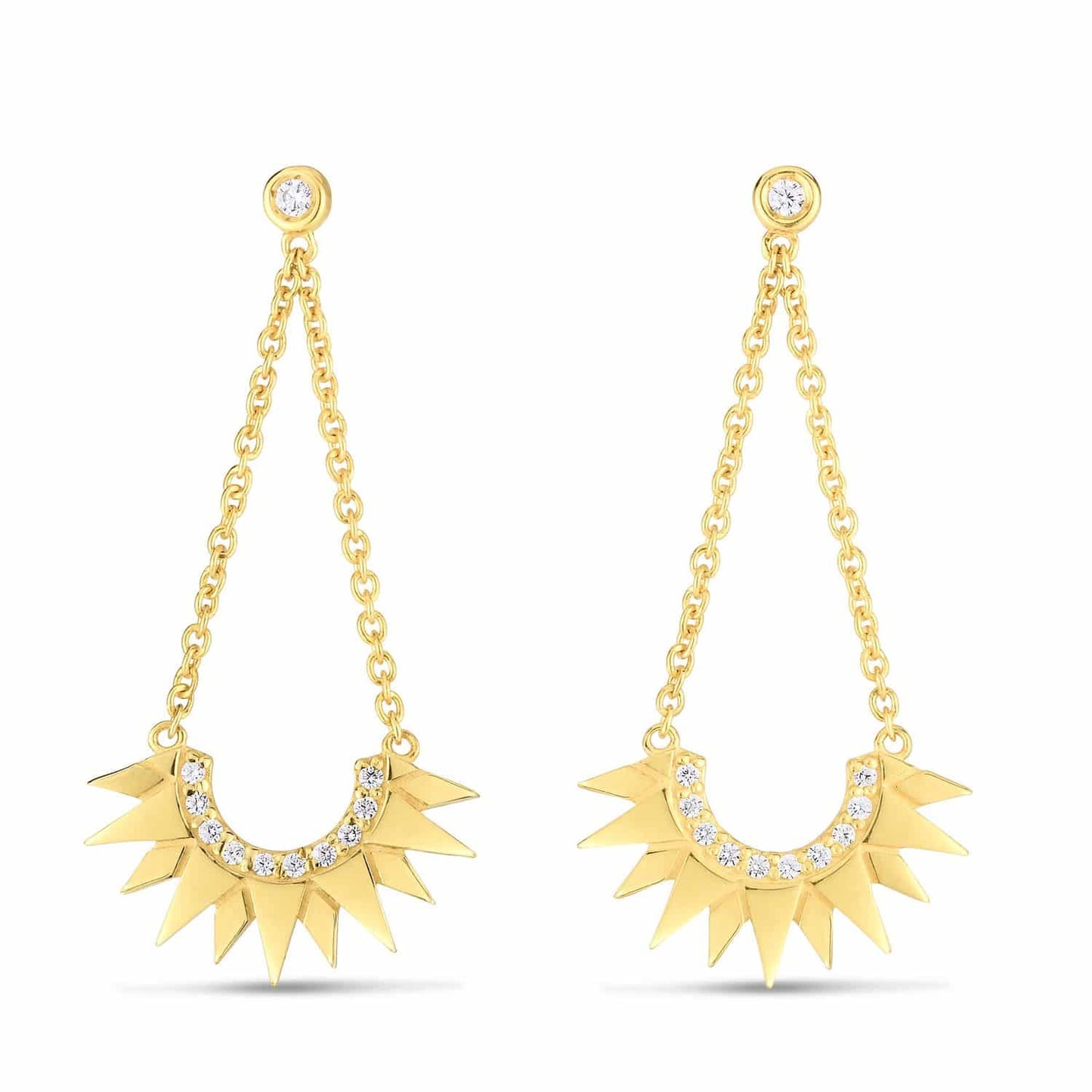 0.13CTW Real Diamond 14K Gold Sunburst Earrings