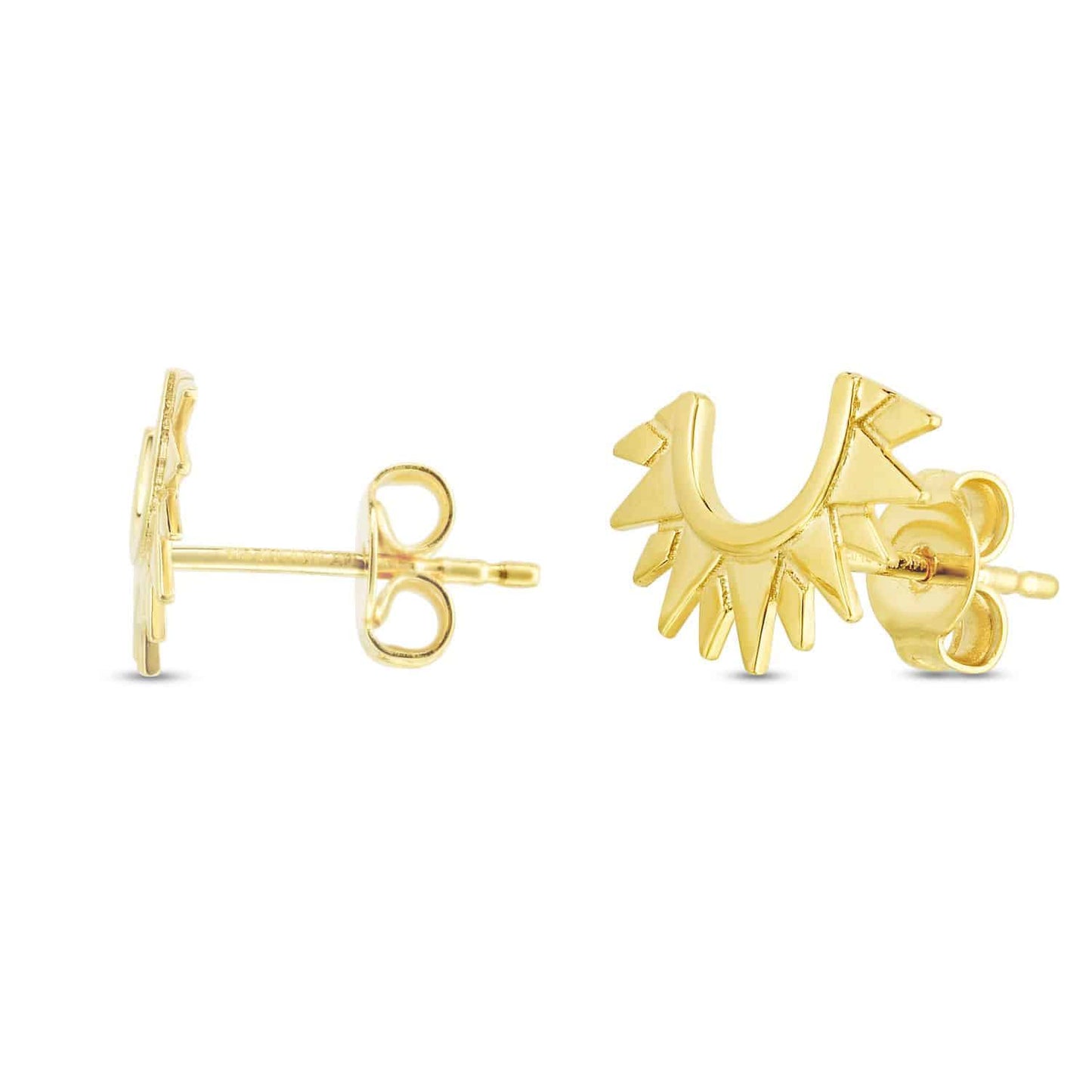 14K Gold Sunburst Stud Earrings
