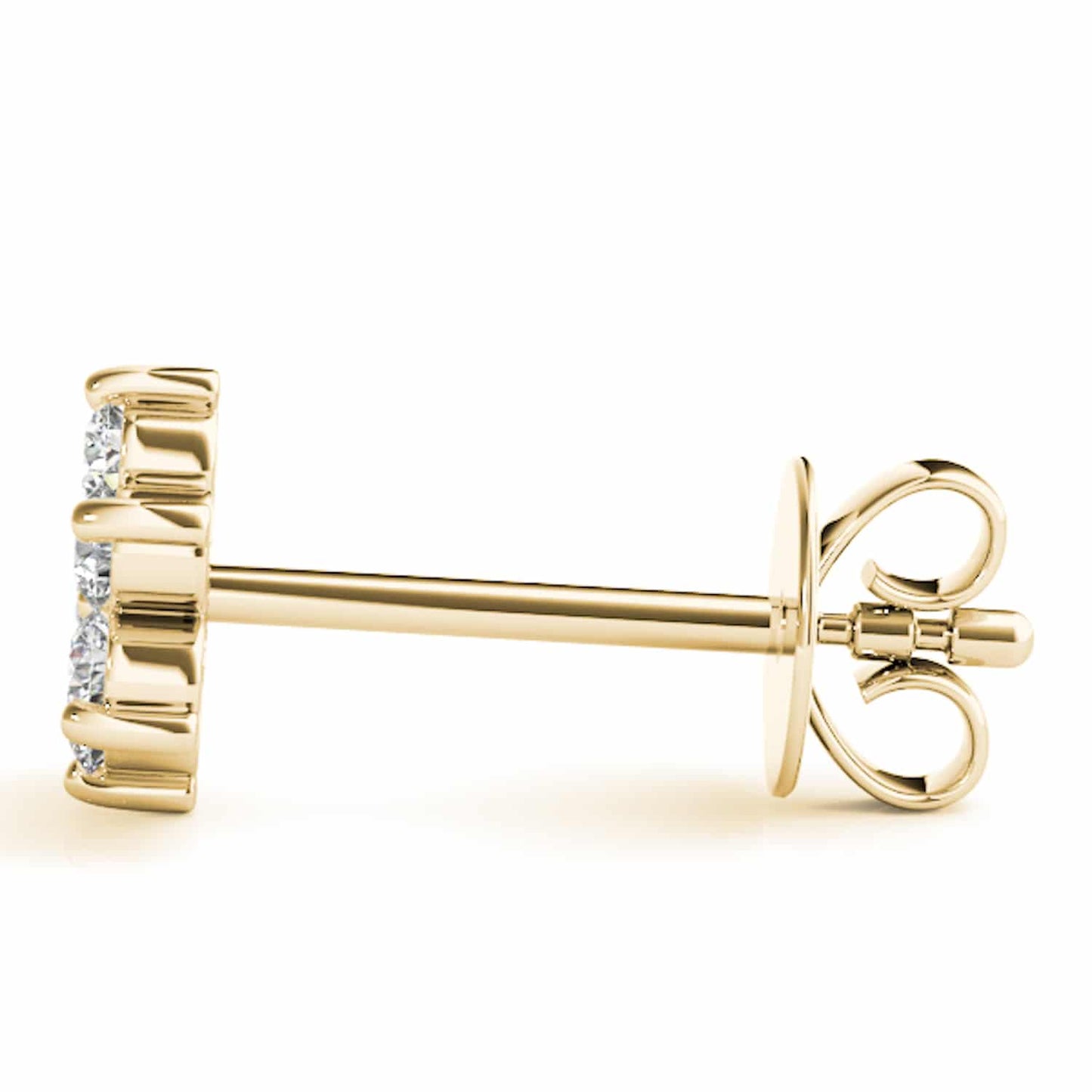 0.20CTW Real Diamond 14K Gold Flower Cluster Stud Earrings