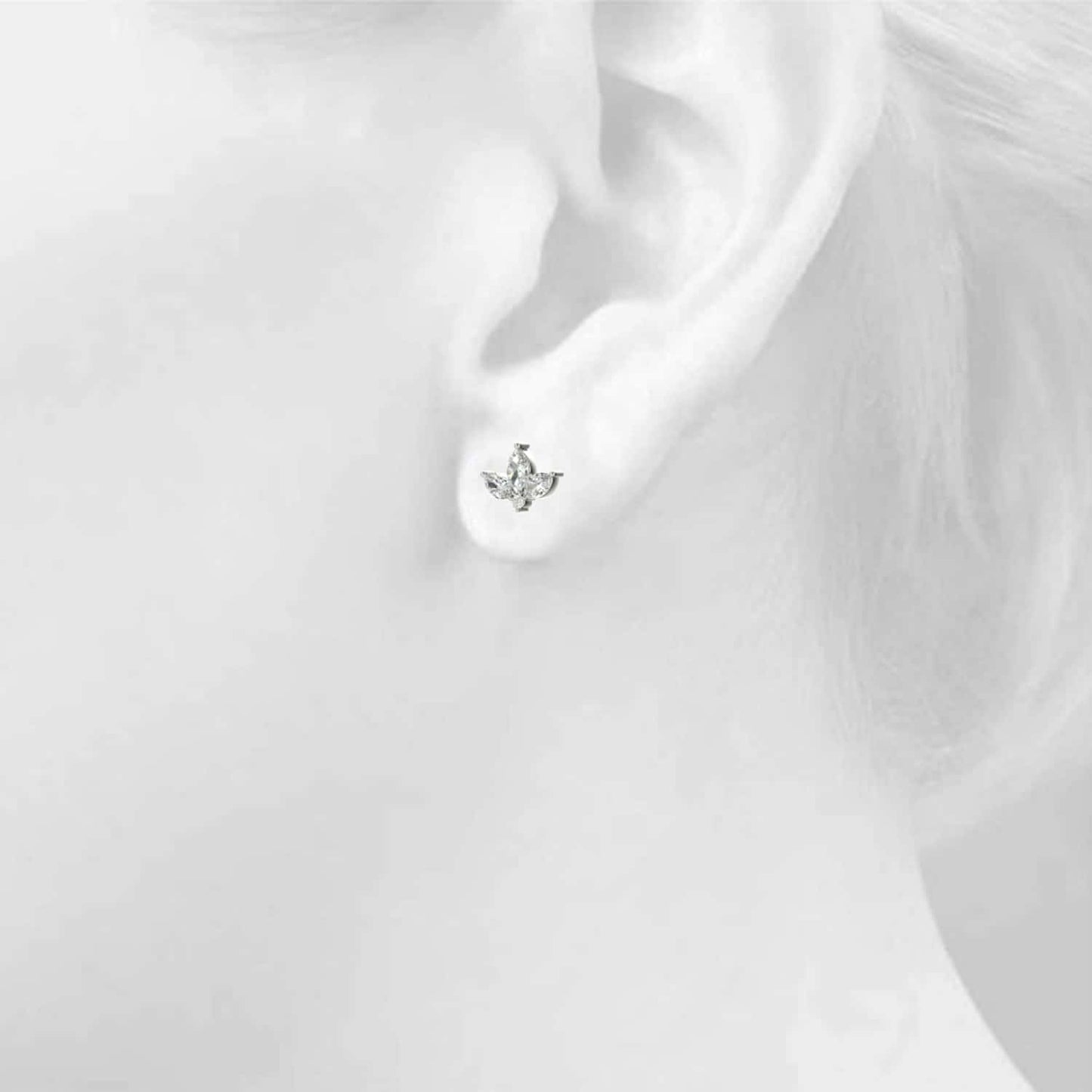 0.50CTW Lab-Grown Diamond 3 Marquise-Cut 14K Gold Cluster Stud Earrings
