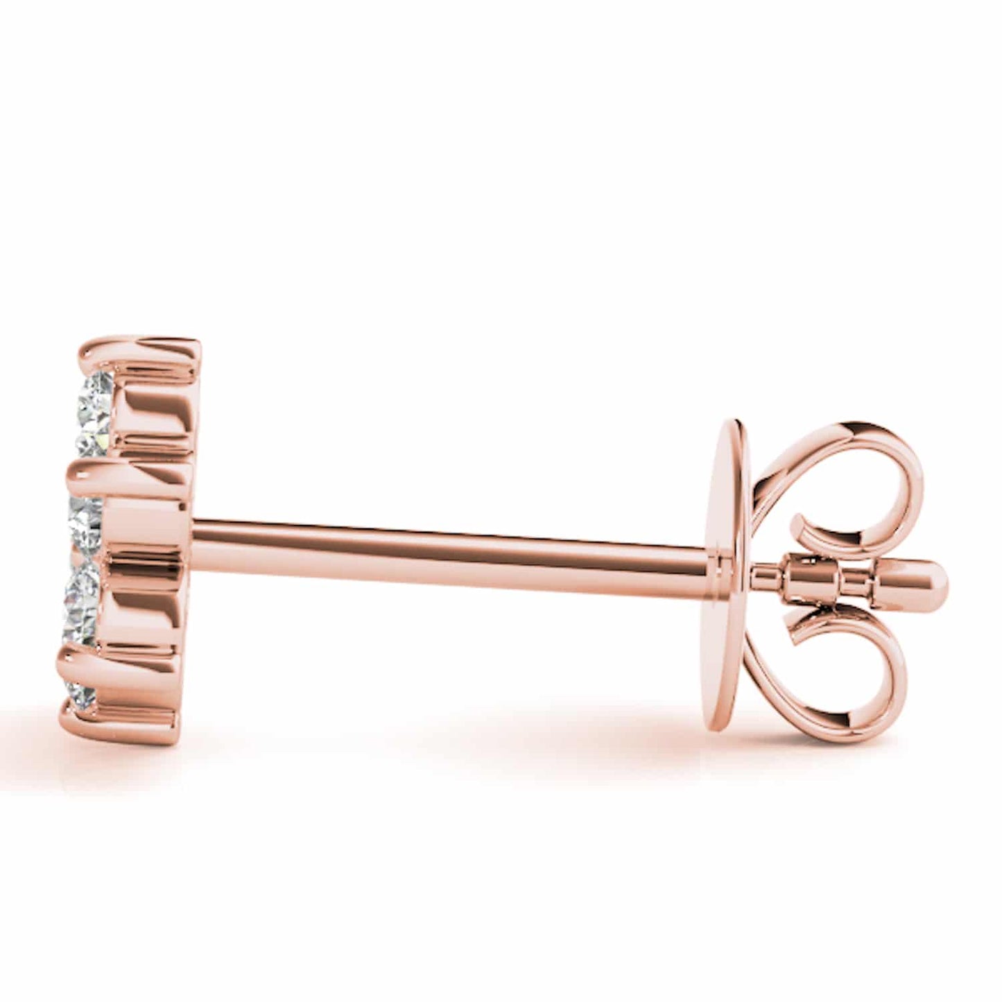 0.20CTW Real Diamond 14K Gold Flower Cluster Stud Earrings