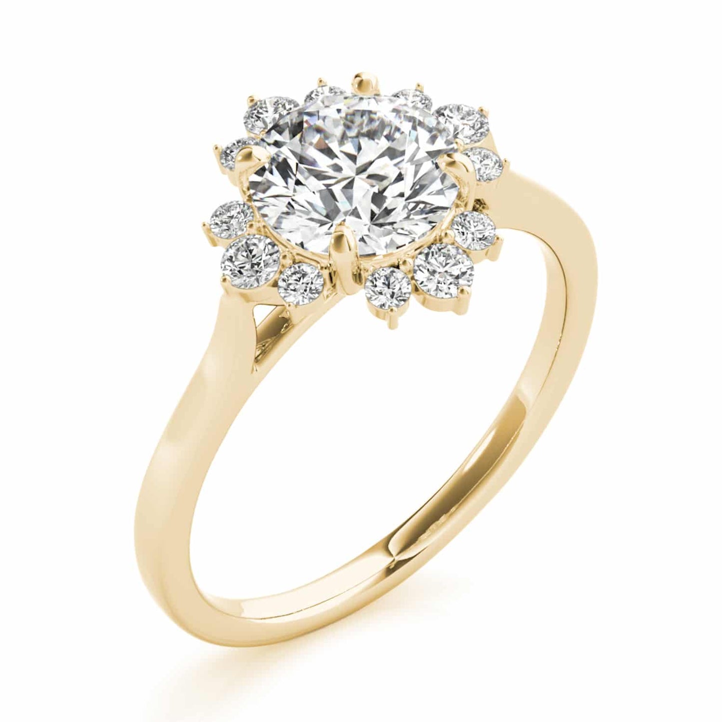 1.50CTW Lab-Grown Diamond 14K Gold Yellow Flower Engagement Ring