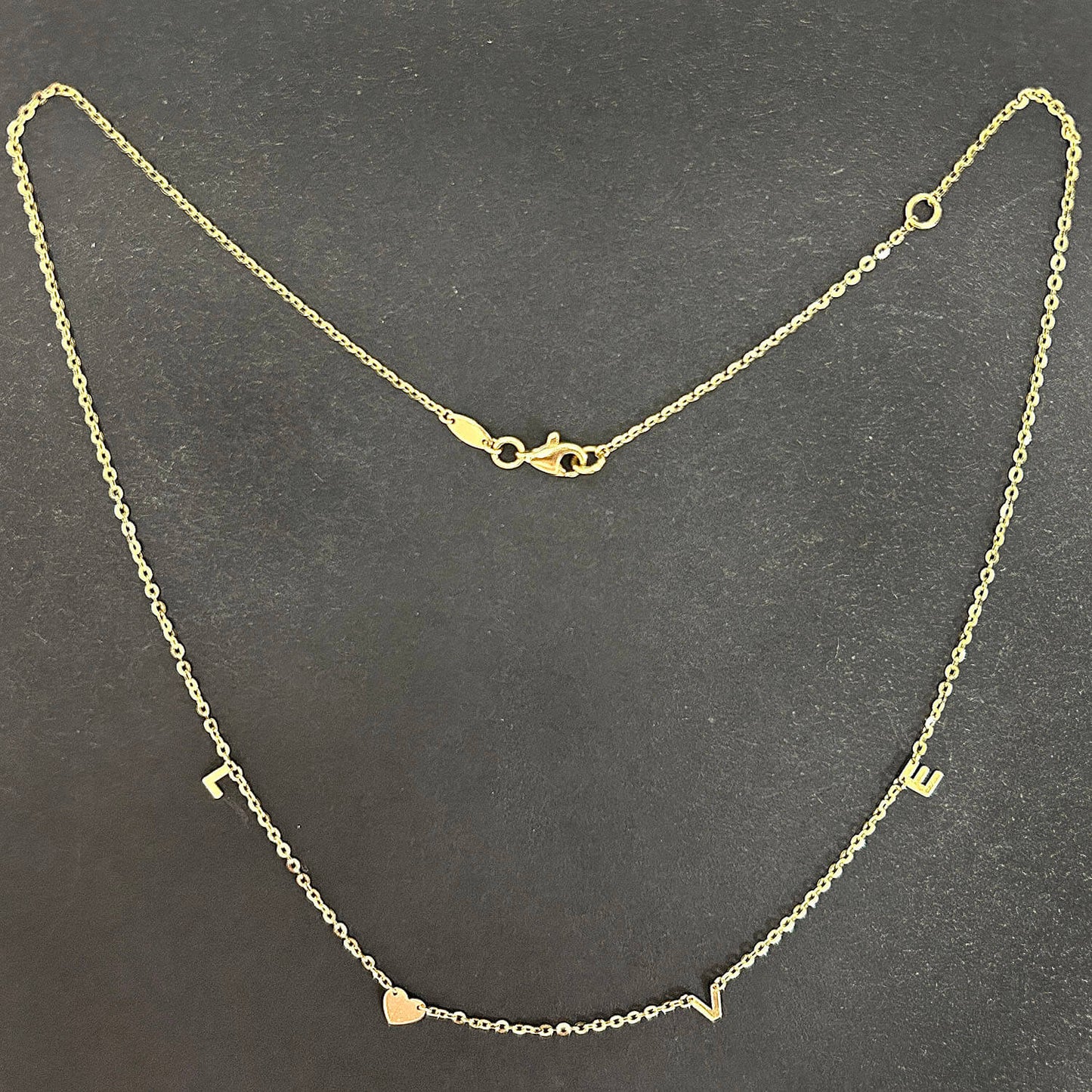 14K Gold Yellow & Rose LOVE Heart Pendant Chain Necklace 16"-18" Adjustable