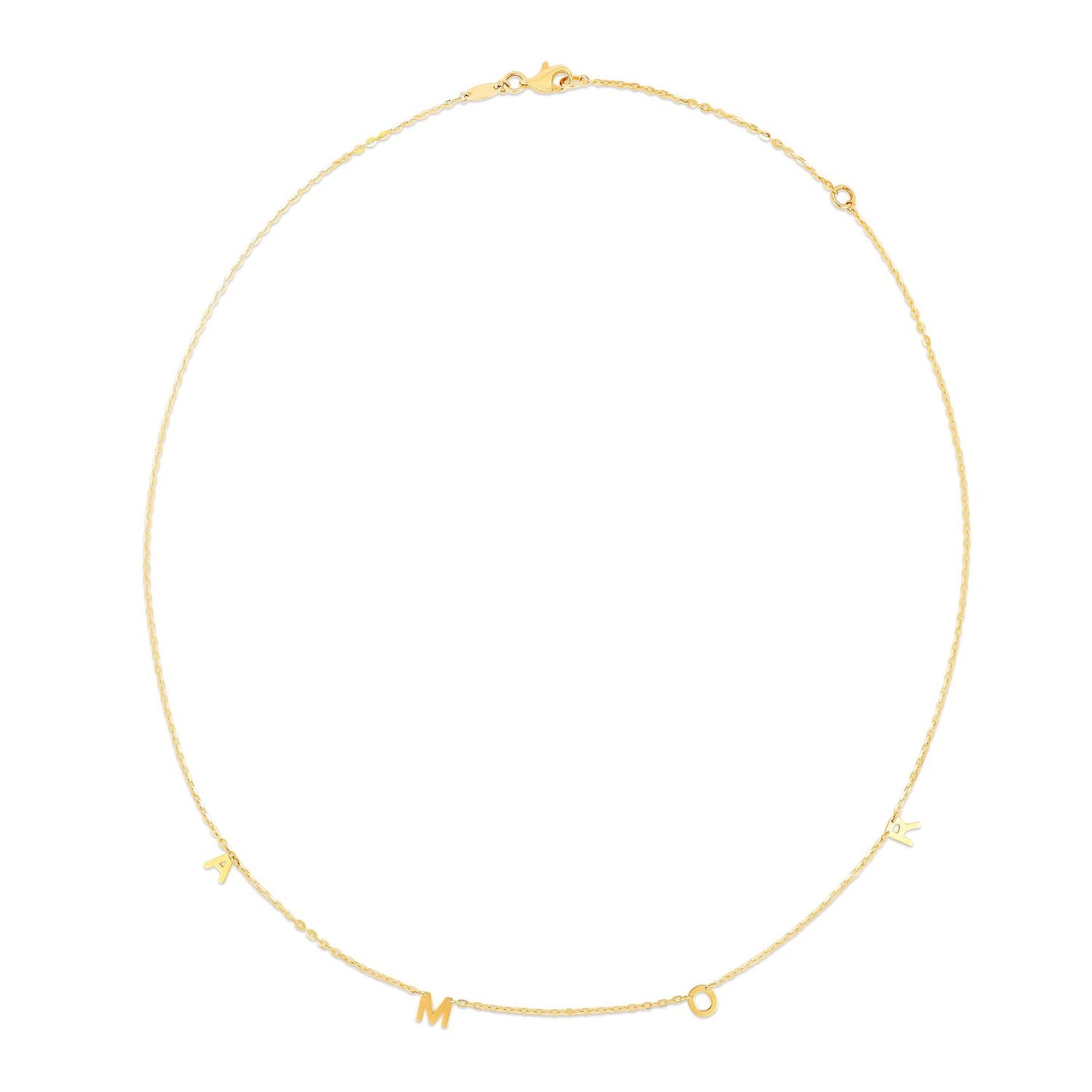 14K Gold AMOR (LOVE) Pendant Chain Necklace 16"-18" Adjustable