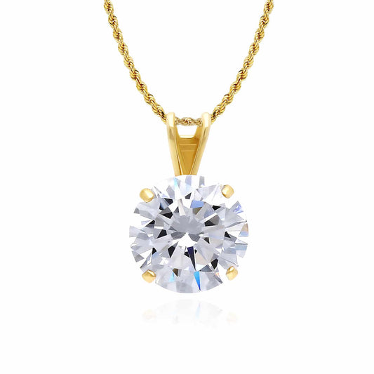 .25CT-4CT CZ 14K Gold Round Solitaire Pendant