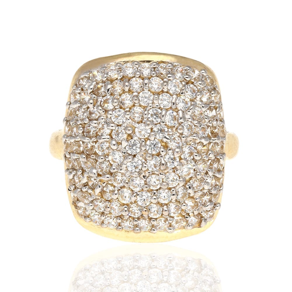 10k Gold Yellow CZ Micro Pave Unisex Signet Ring