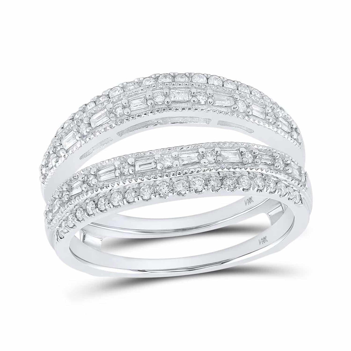 0.50CTW Real Diamond 14K Gold White Baguette Wrap Guard Ring Enhancer