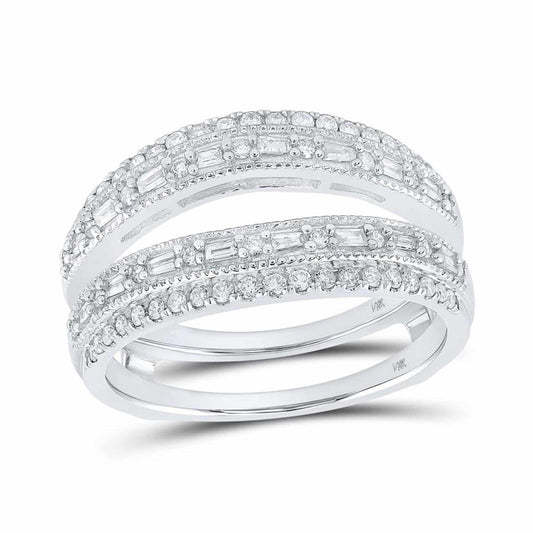 0.50CTW Natural Diamond 14K Gold White Baguette Wrap Guard Ring Enhancer