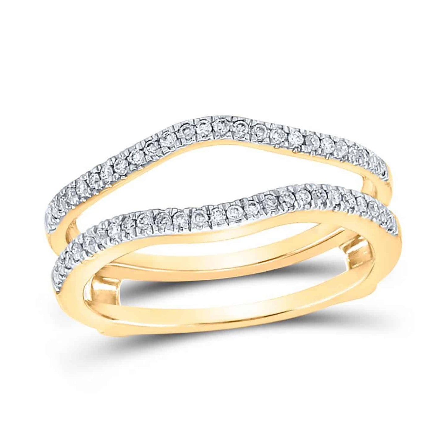 0.25CTW Real Diamond 14K Gold Yellow Wrap Solitaire Band Ring Enhancer
