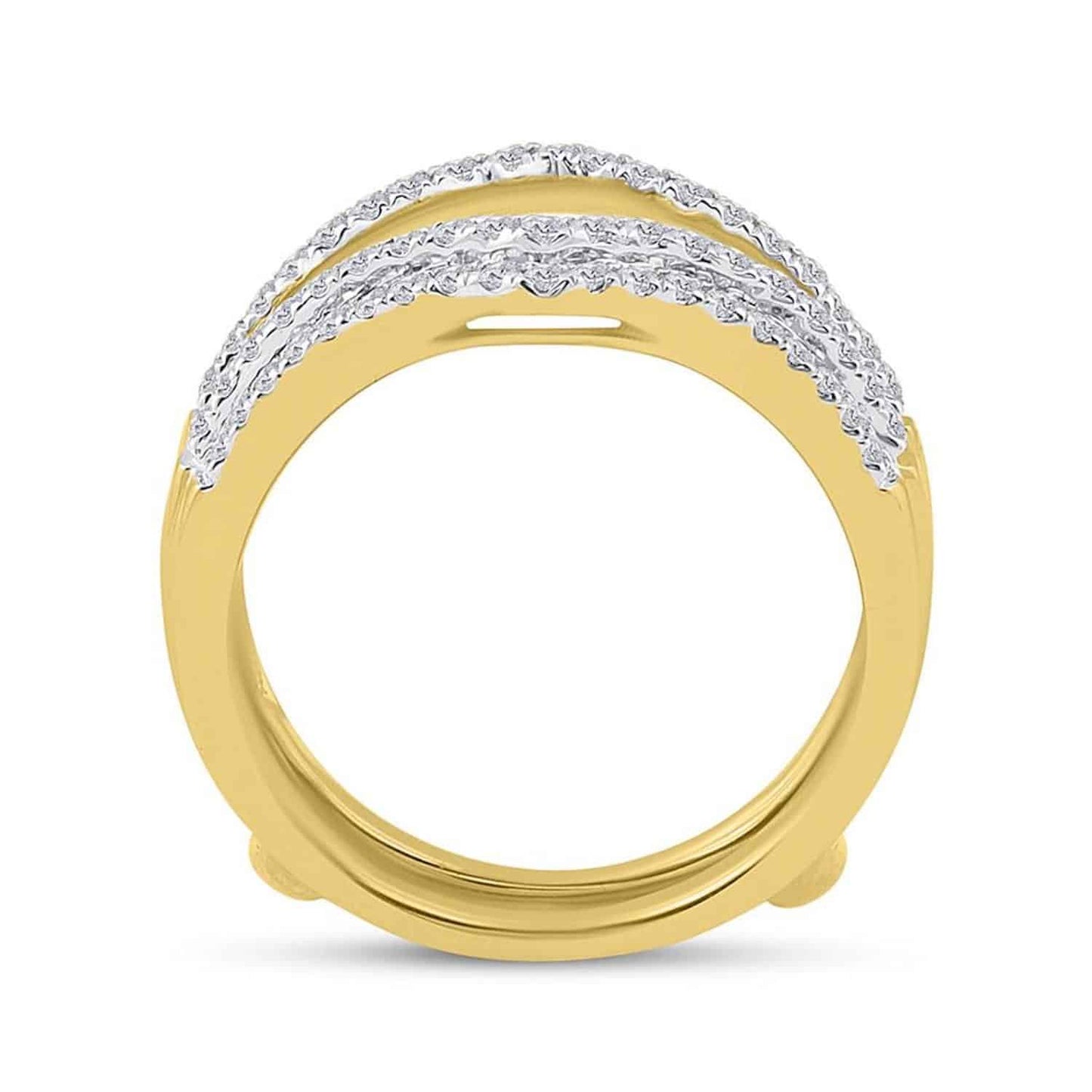 0.50CTW Natural Diamond 14K Yellow Gold Chevron Wrap Wedding Band Ring Enhancer