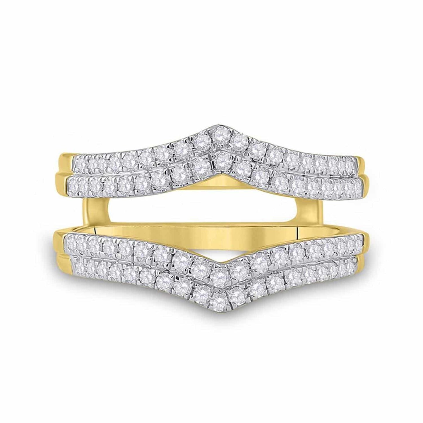 0.50CTW Natural Diamond 14K Yellow Gold Chevron Wrap Wedding Band Ring Enhancer