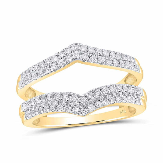 0.50CTW Natural Diamond 14K Yellow Gold Chevron Wrap Wedding Band Ring Enhancer
