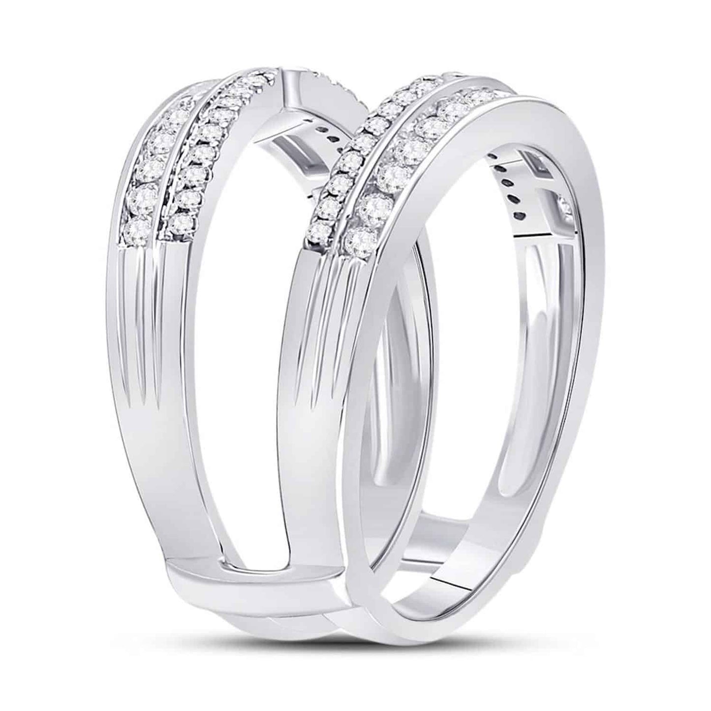 0.50CTW Real Diamond 14K Gold White Wedding Band Wrap Ring Enhancer