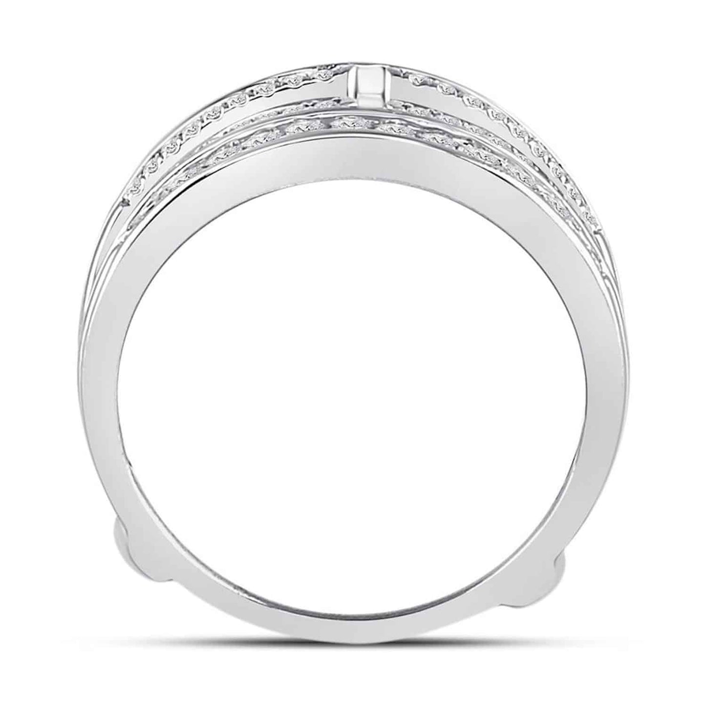 0.50CTW Real Diamond 14K Gold White Wedding Band Wrap Ring Enhancer