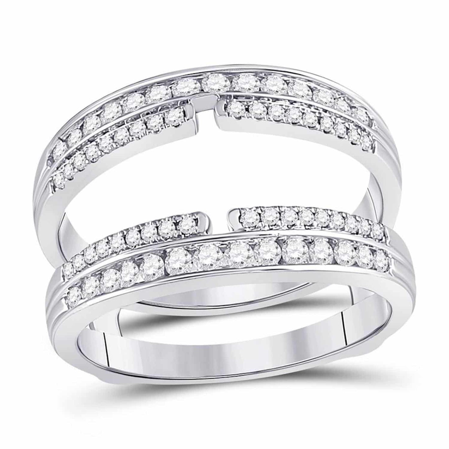 0.50CTW Real Diamond 14K Gold White Wedding Band Wrap Ring Enhancer