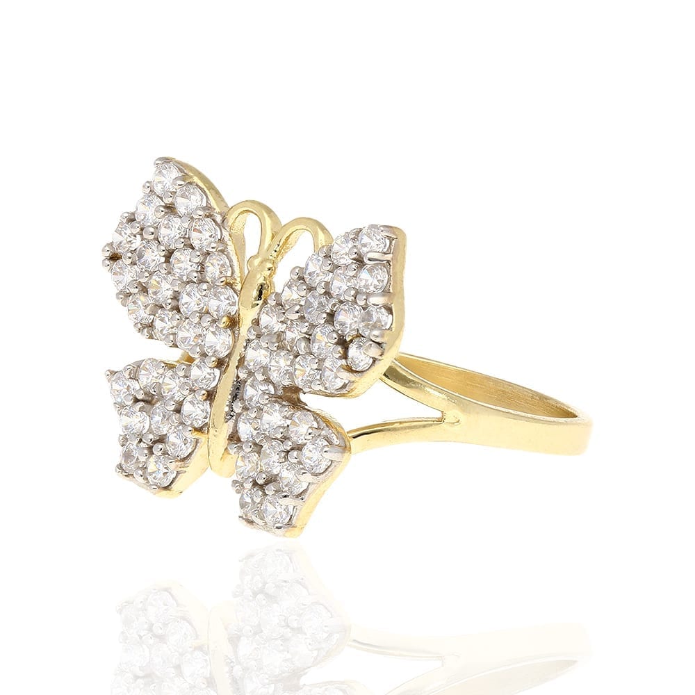 10k Yellow Gold CZ Butterfly Cocktail Ring Size 5-8