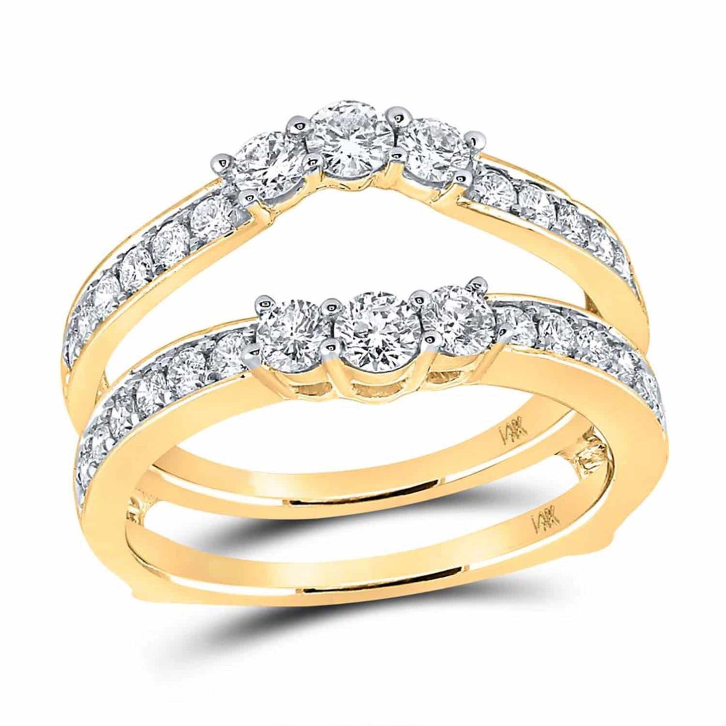 1CTW Real Diamond 14K Gold Yellow Wrap Guard Ring Enhancer
