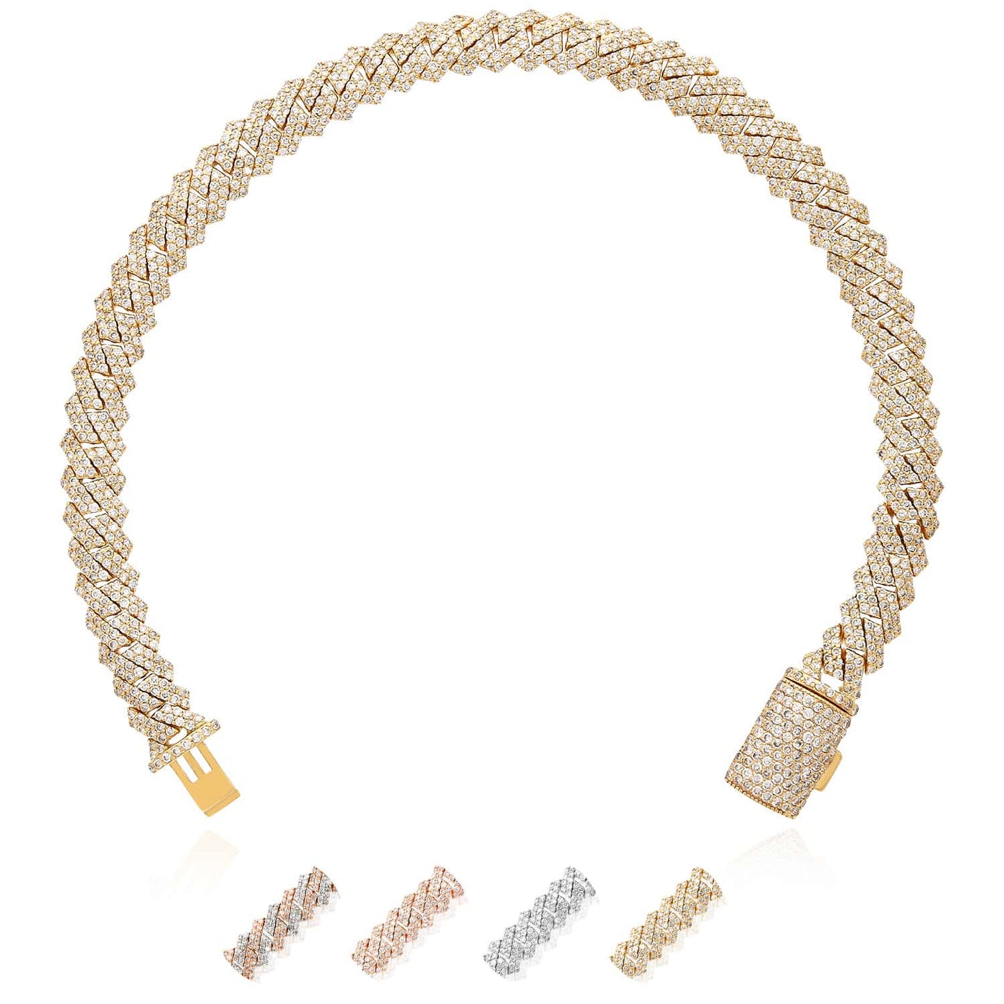 4.65CTW Natural Diamond Pave 14K Rose Gold Yellow White Edge Miami Bracelet 7.5"