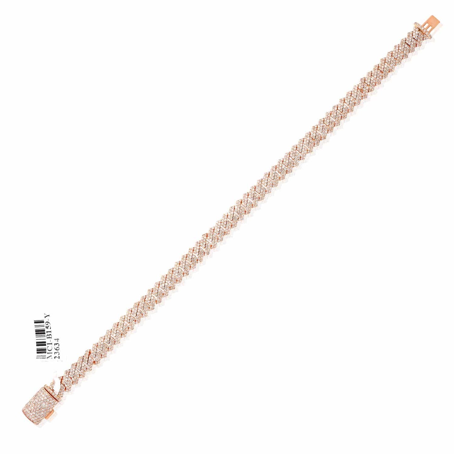 4.65CTW Natural Diamond Pave 14K Rose Gold Yellow White Edge Miami Bracelet 7.5"