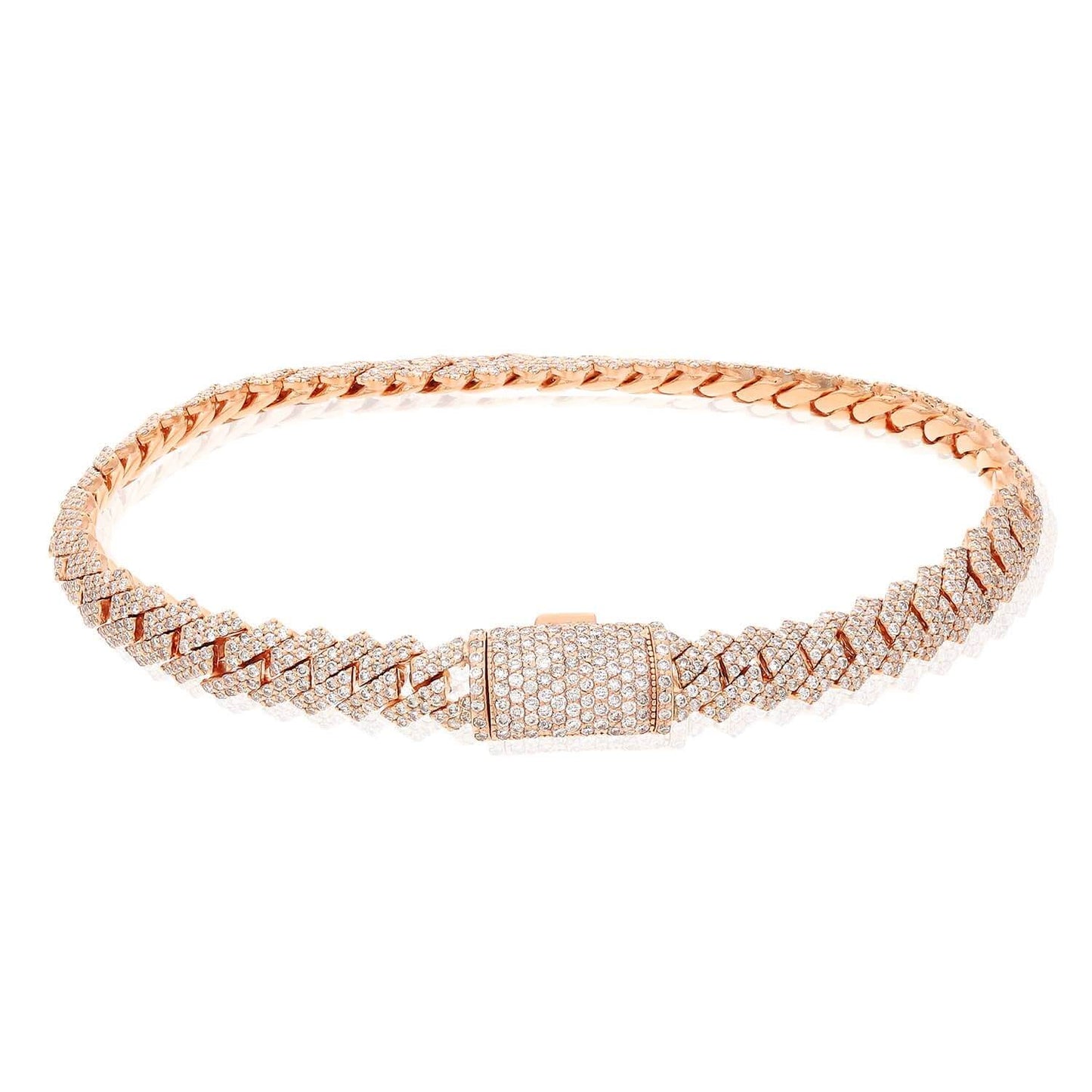 4.65CTW Natural Diamond Pave 14K Rose Gold Yellow White Edge Miami Bracelet 7.5"