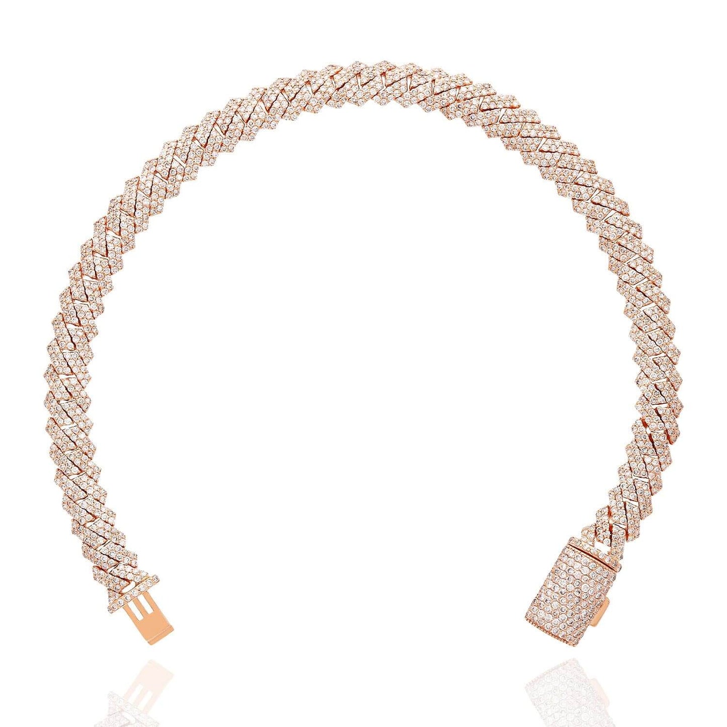 4.65CTW Natural Diamond Pave 14K Rose Gold Yellow White Edge Miami Bracelet 7.5"