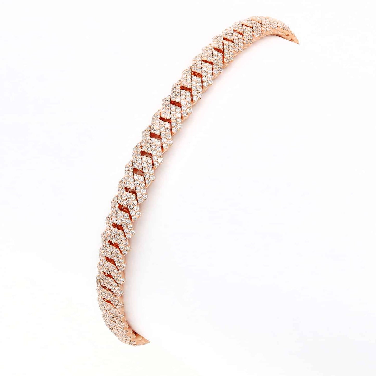4.65CTW Natural Diamond Pave 14K Rose Gold Yellow White Edge Miami Bracelet 7.5"