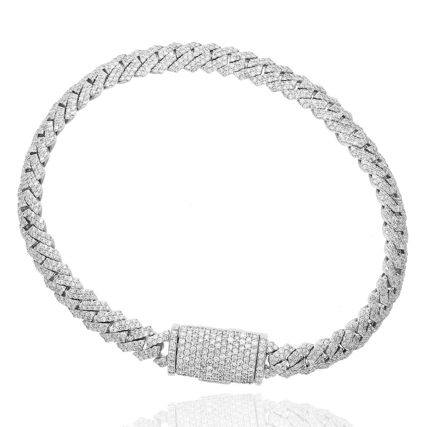 4.65CTW Natural Diamond Pave 14K Rose Gold Yellow White Edge Miami Bracelet 7.5"