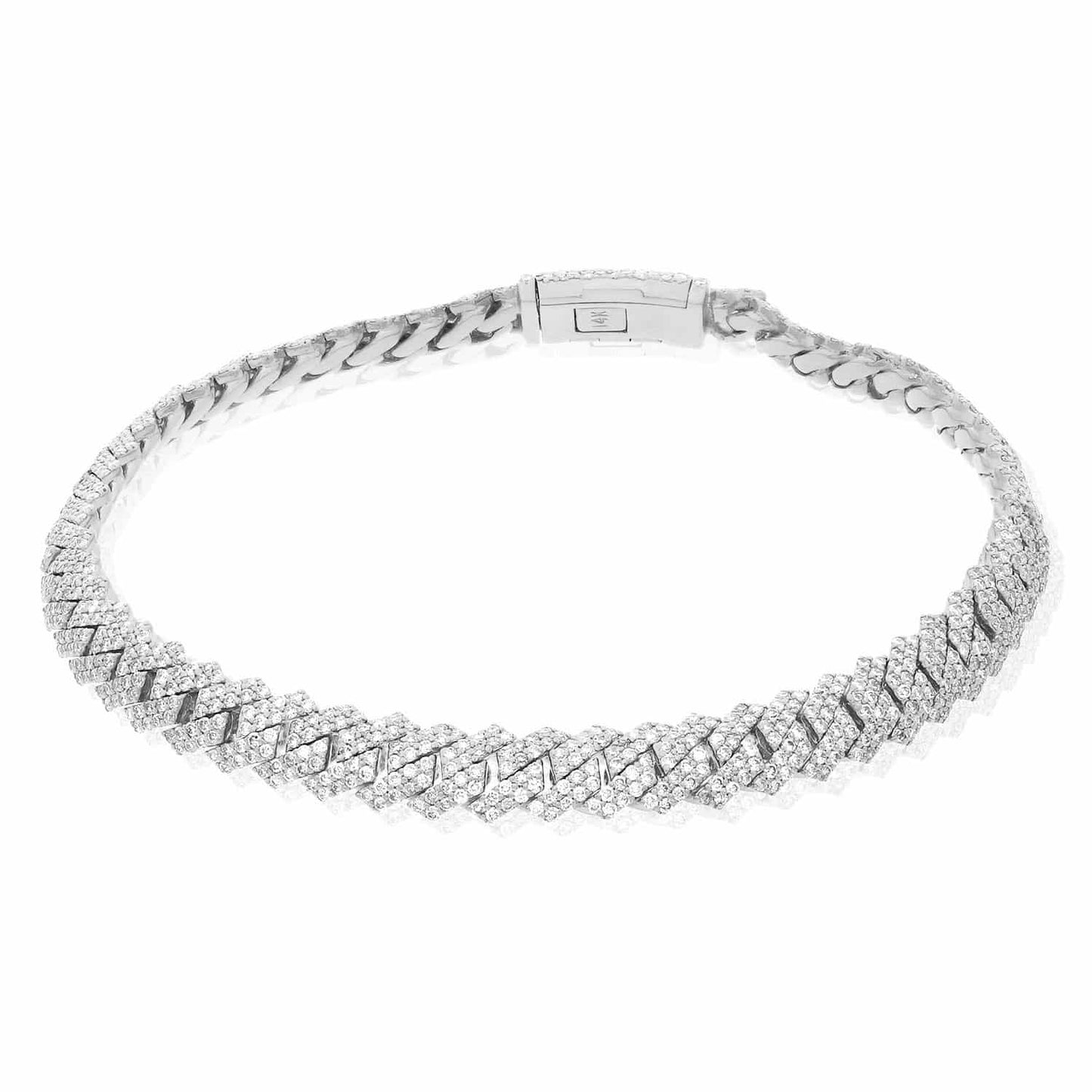 4.65CTW Natural Diamond Pave 14K Rose Gold Yellow White Edge Miami Bracelet 7.5"