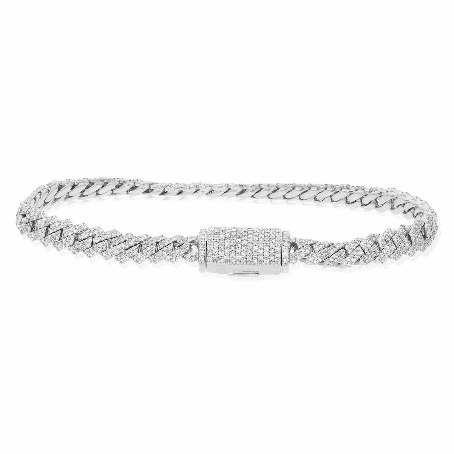 4.65CTW Natural Diamond Pave 14K Rose Gold Yellow White Edge Miami Bracelet 7.5"