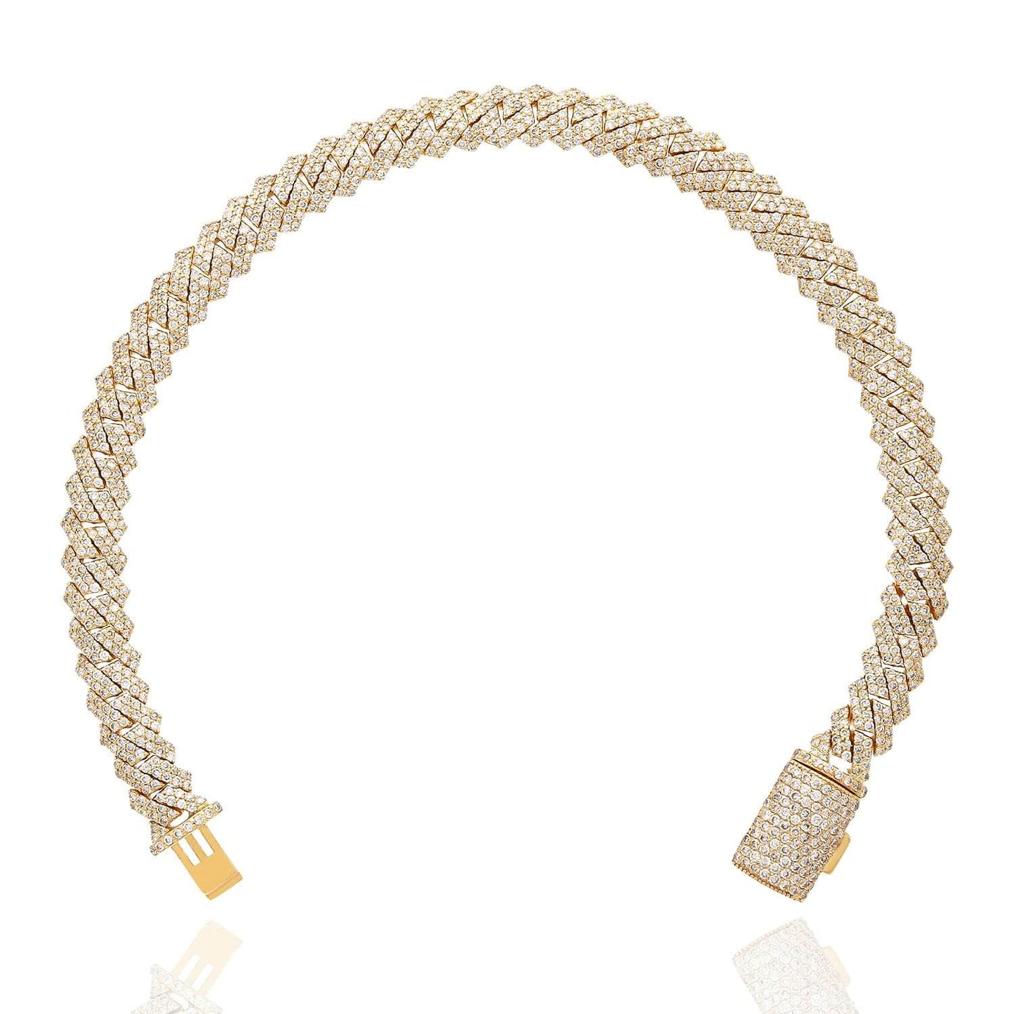 4.65CTW Natural Diamond Pave 14K Rose Gold Yellow White Edge Miami Bracelet 7.5"