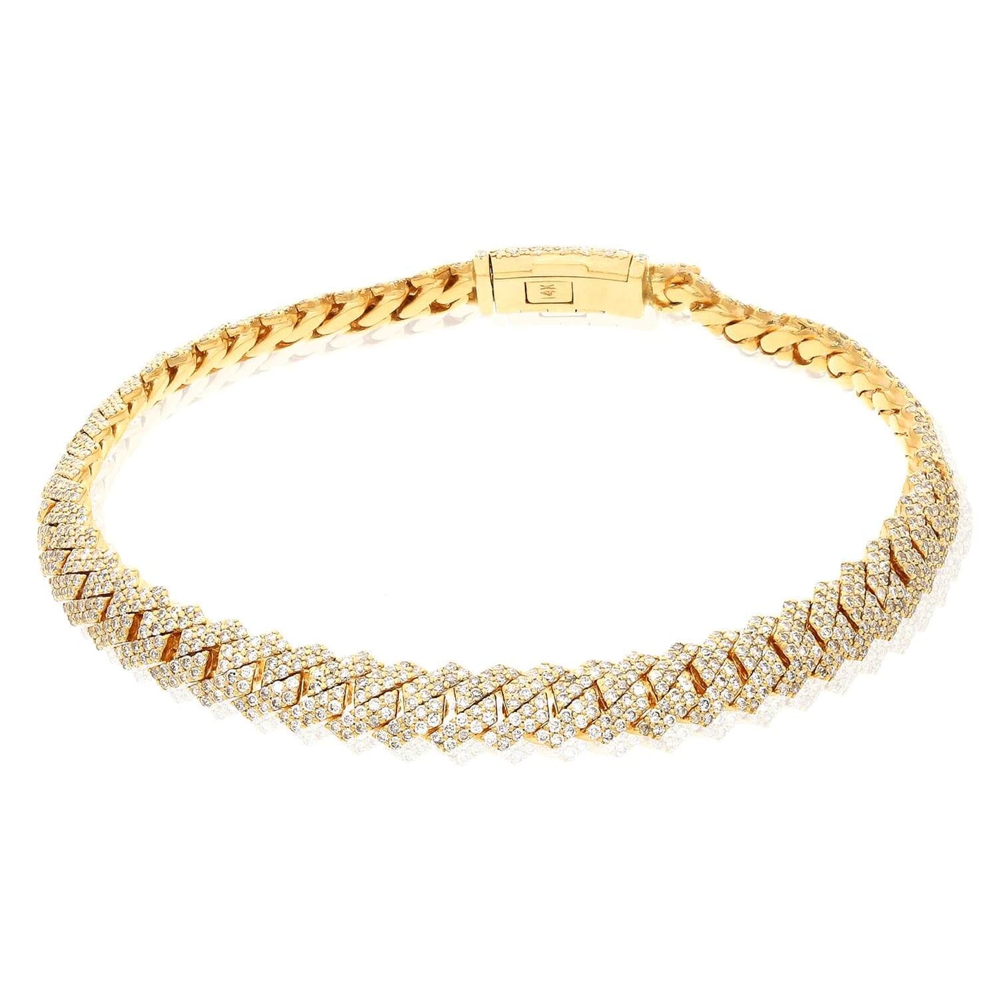4.65CTW Natural Diamond Pave 14K Rose Gold Yellow White Edge Miami Bracelet 7.5"