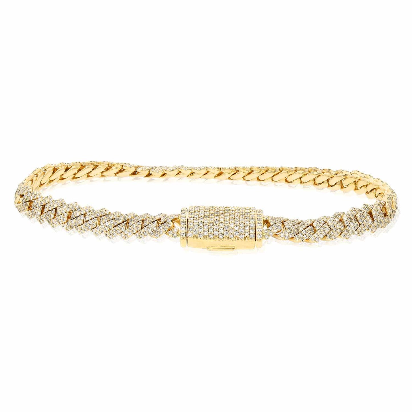 4.65CTW Natural Diamond Pave 14K Rose Gold Yellow White Edge Miami Bracelet 7.5"