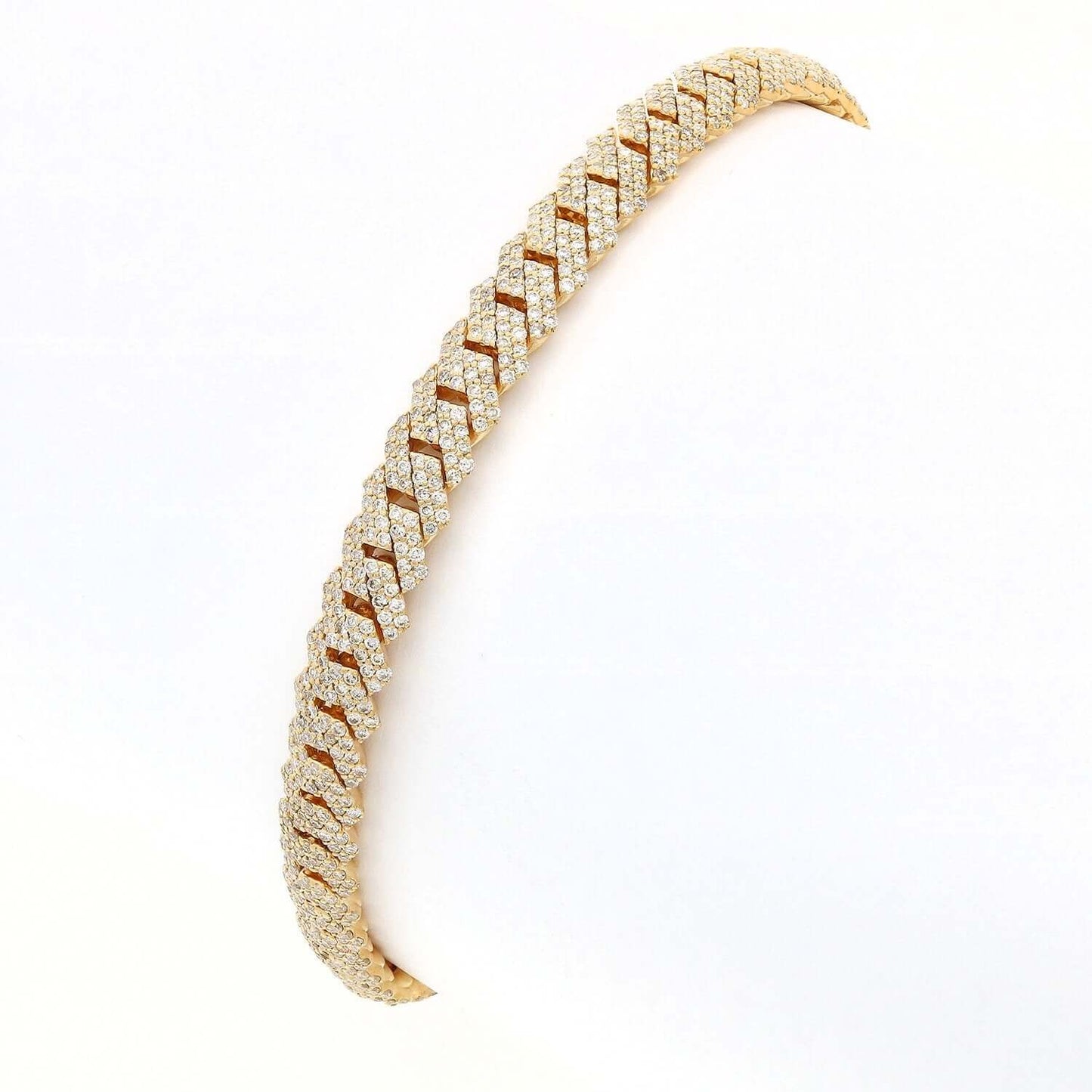4.65CTW Natural Diamond Pave 14K Rose Gold Yellow White Edge Miami Bracelet 7.5"