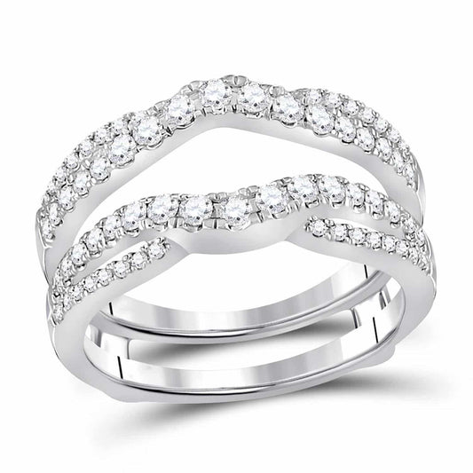 0.63CTW Natural Diamond 14K White Gold Solitaire Wrap Ring Enhancer