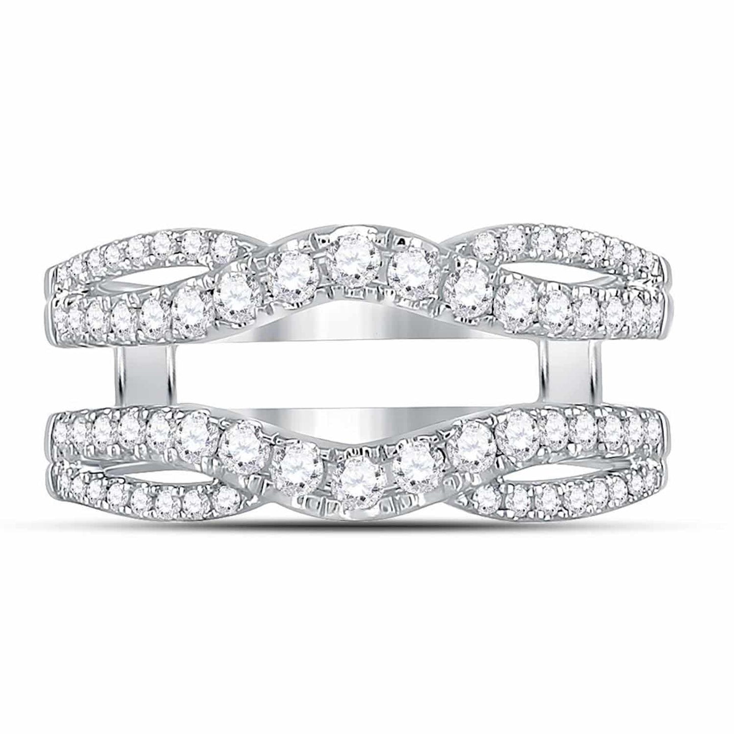 0.63CTW Real Diamond 14K White Gold Solitaire Wrap Ring Enhancer