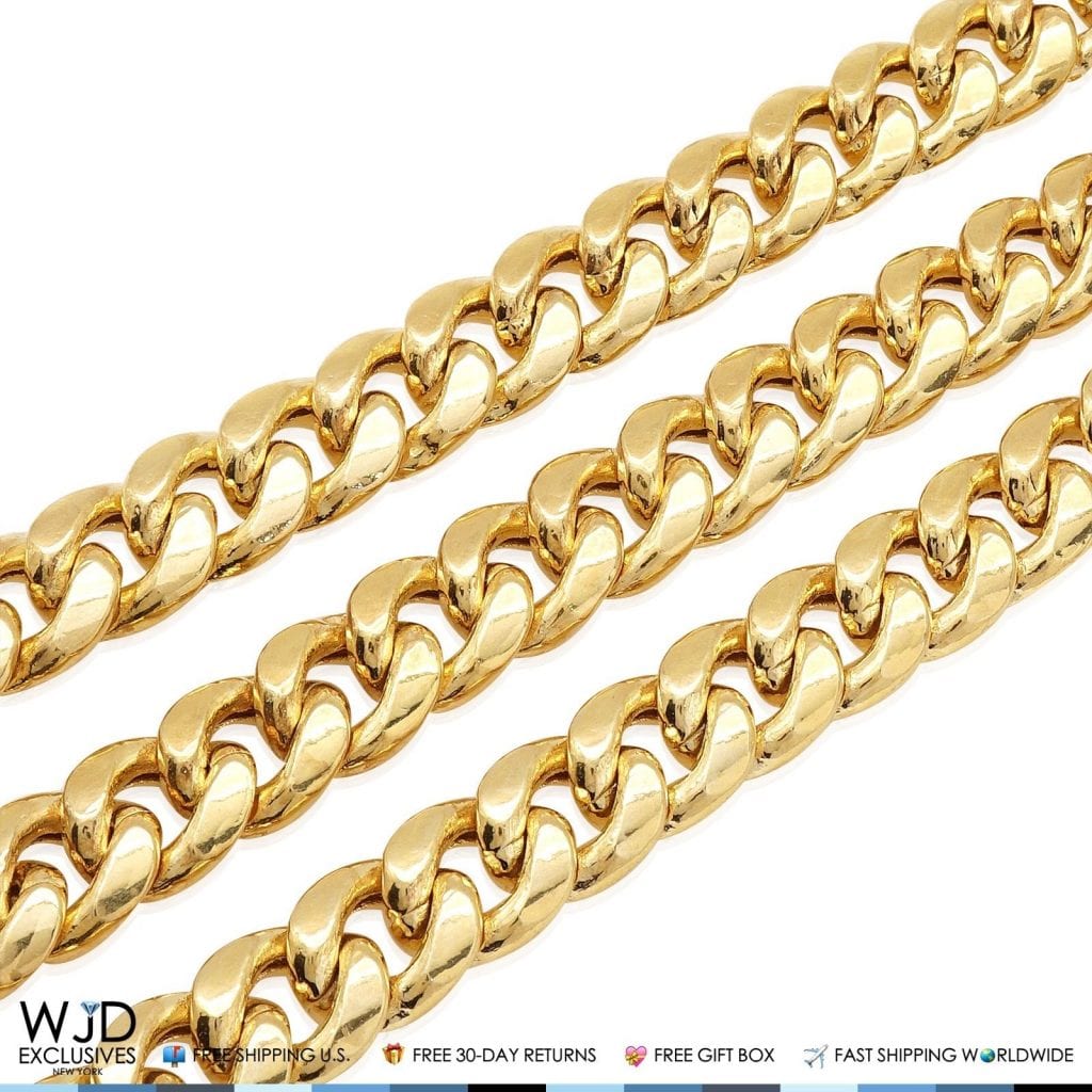 10K Yellow Gold Hollow 11mm Miami Cuban Chain Necklace 26"