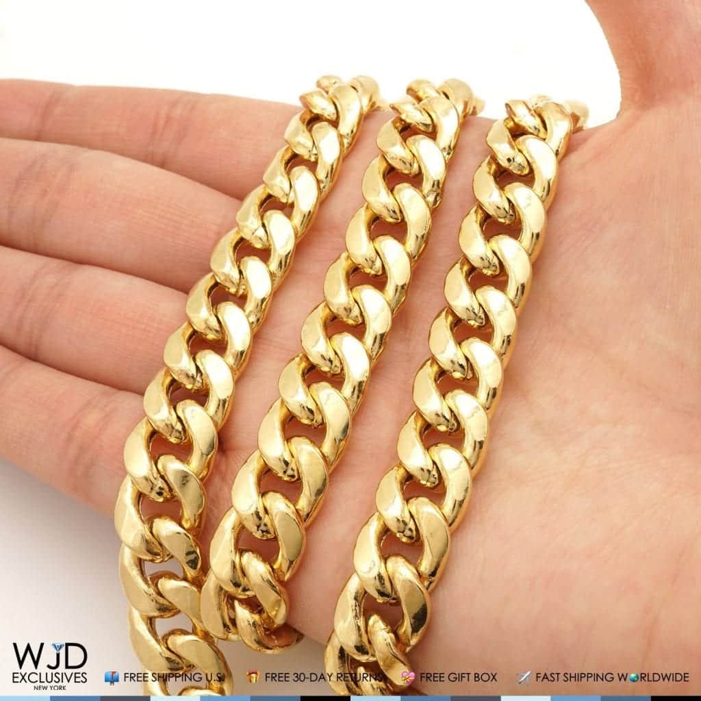 10K Yellow Gold Hollow 11mm Miami Cuban Chain Necklace 26"